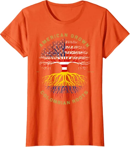 Miniatura 39 de Camiseta de regalo con la bandera de Estados Unidos con árbol de raíces colombianas