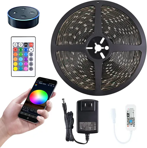 Miniatura 10 de MIHEAL Kit de Tira de Luces LED 32.8 ft 10m 300 ledes Impermeable 5050 SMD RGB LED Luces Flexibles con Controlador RF de 24 Teclas y Fuente