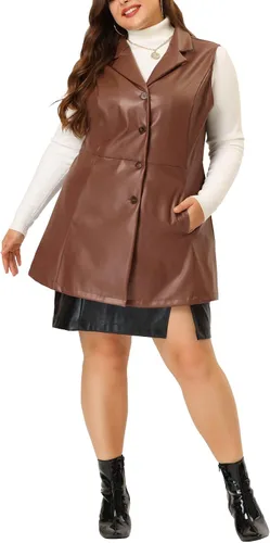 Miniatura 2 de Agnes Orinda Chalecos de talla grande para mujer, sin mangas, con solapa, casual, chaquetas de poliuretano