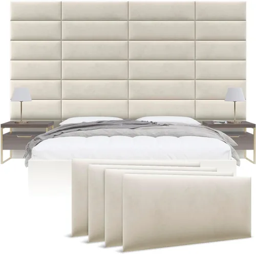 Miniatura 29 de Cabeceras tapizadas Vänt - Paneles de pared para montar en la pared tamaño Queen/Full - Champán neutro metálico - Juego de 4 paneles