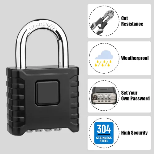 Miniatura 4 de Paquete de 2 Candados de Combinación Grandes [Desbloqueo con Un Toque], Diyife® Candado Resistente para Exteriores a Prueba de Intemperie Diseño