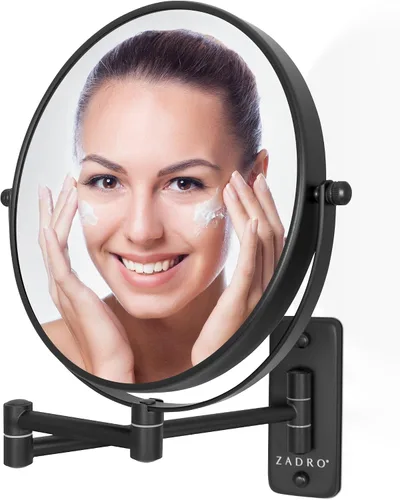 Miniatura 8 de Zadro Espejo de maquillaje para montar en la pared con aumento, espejo plegable de brazo extensible, espejo de tocador para ducha de pared, espejo