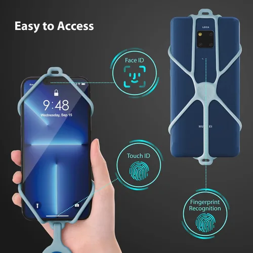 Miniatura 5 de BONE Lanyard - Correa para teléfono celular con ranura para tarjeta y bolsillo, cordón de silicona ajustable, soporte universal para iPhone