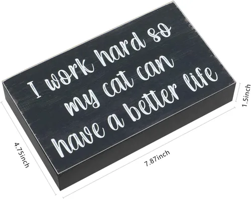 Miniatura 4 de Esur Bonita decoración de escritorio de oficina en casa para mujeres y hombres, regalos para amantes de los gatos, divertido letrero inspirador