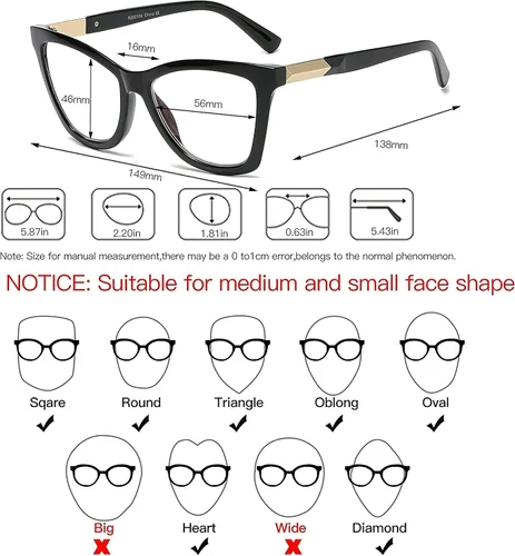 Miniatura 6 de Bevi Gafas de lectura antifatiga ocular, bloqueo de luz azul, marco cuadrado grande de gran tamaño con bisagra de metal para mujeres y hombres