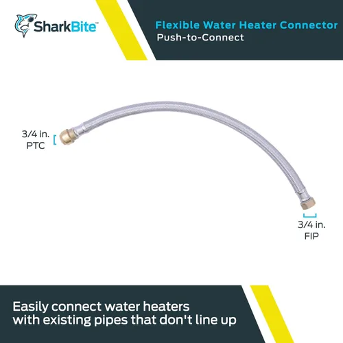 Miniatura 2 de SharkBite - Conector flexible para calentador de agua de 3/4 pulgadas x 3/4 pulgadas FIP x 12 pulgadas de acero inoxidable trenzado, conexión