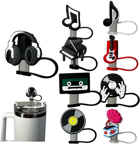 Miniatura 12 de 9 piezas de tapa con pajita para vasos Stanley de 30 y 40 oz, 0.4 pulg / 10 mm de ancho, lindas puntas protectoras de tapa de silicona para pajitas