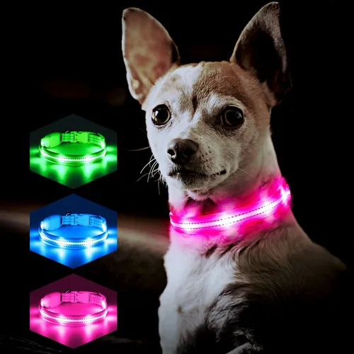 Miniatura 6 de Collares iluminados para perros pequeños, medianos y grandes, collar de perro LED ajustable, collar recargable suave brillante para perros y gatos