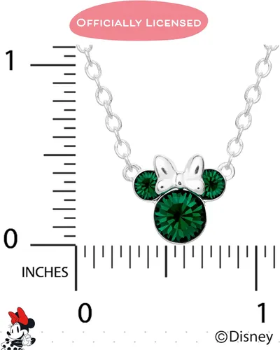Miniatura 4 de Disney Minnie Mouse Crystal Birthstone Jewelry, Birth Month Pendant Necklace, Silver Plated