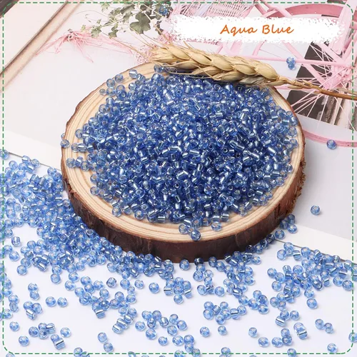 Miniatura 3 de 10000 cuentas de semillas de vidrio azul aguamarina a granel, cuentas de poni de semillas 12/0 de 0.079 in para pulseras, collares, fabricación