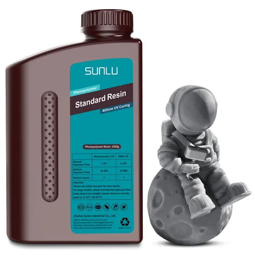 Miniatura 26 de SUNLU Resina para impresora 3D, 1kg de curado rápido, resina estándar 3D para impresoras 3D LCD DLP SLA, curado UV de 395-405nm, resina líquida
