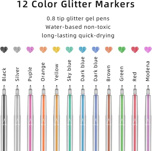 Miniatura 4 de Juego de bolígrafos de gel con purpurina compatible con Cricut Maker 3/Maker 4/Maker/Explore 3/4/5/Air 2/Air, juego de 12 bolígrafos de punta media