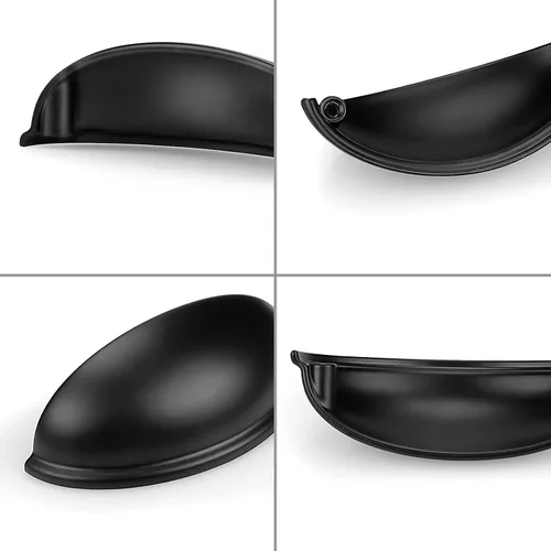 Miniatura 5 de Probrico Paquete de 5 tiradores para cajones de taza, color negro mate, manijas de gabinete para recipientes, manija de tocador de baño Blak de 3