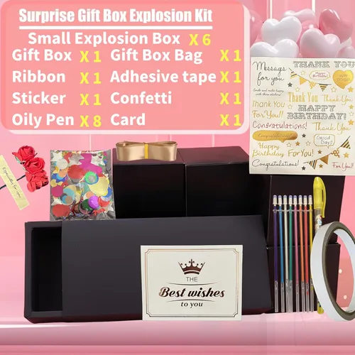 Miniatura 6 de JINSTABAG Caja sorpresa caja de regalo para dinero, cajas de regalo plegables únicas con confeti, caja de regalo sorpresa explosión para cumpleaños