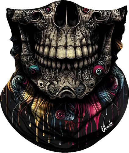 Miniatura 17 de Obacle Bandana máscara facial cuello polaina tubo máscara hombres mujeres para protección solar contra el polvo Bandera de calavera blanca y negra