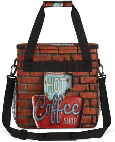 Miniatura 5 de Cafetera de ladrillo rojo vintage, bolsa de transporte de viaje, bolsa de almacenamiento compatible con Keurig K-Mini o Plus, portátil, con B3: café