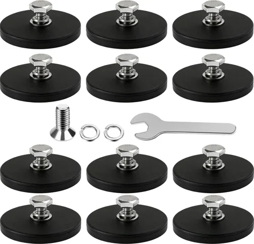Miniatura 19 de DIYMAG 12 Imanes Recubiertos de Goma, Potencia Adhesiva de 30 LBS Base de Imán Grande de Neodimio Antiarañazos con Imán Roscado M5 con Pernos