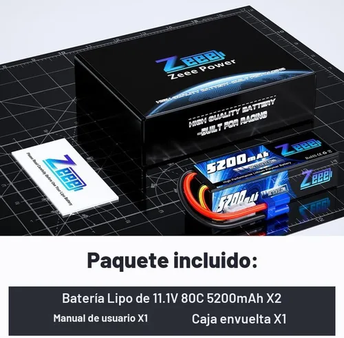 Miniatura 6 de Zeee 3S Lipo Battery 5200mAh 11.1V 80C Estuche rígido RC Lipo con conector EC5 para 1/5 1/8 1/10 RC coche, barco, camión, heli, avión, UAV, dron