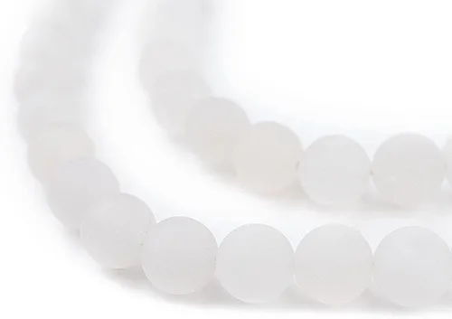 Miniatura 69 de The Bead Chest Cuentas de Jade Blanco Mate Redondas (8mm): Piedra Preciosa Orgánica Redonda Esférica de Energía con Poder de Sanación para Hacer