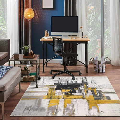 Miniatura 24 de Rugshop Alfombra Corredor Abstracta Contemporánea Negra — No Desprende Pelusa para Pasillo, Entrada y Cocina 2' x 7