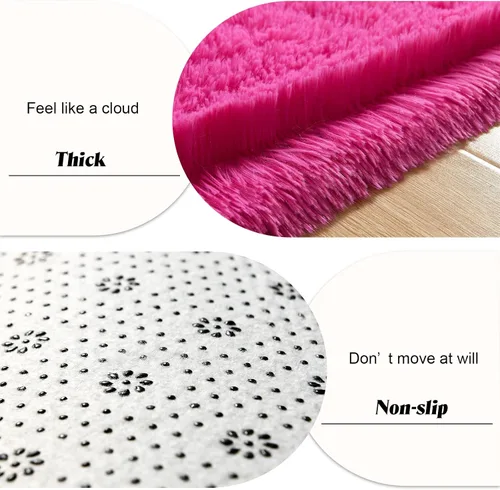 Miniatura 3 de Alfombra Corredor Suave de Pelo Largo para Dormitorio, 2 x 6 pies, alfombras esponjosas con parte inferior antideslizante para pasillo, junto a