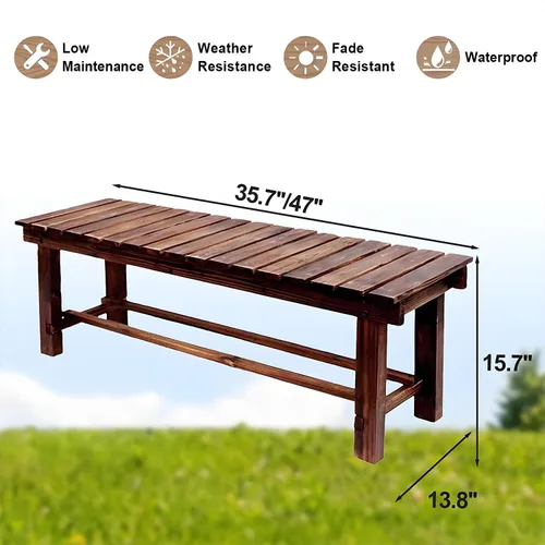 Miniatura 2 de Bancos de Jardín para Exteriores de 47.2'', Banco de Patio Resistente a la Intemperie, Asiento para Dos Personas, Banco sin Respaldo, Banco