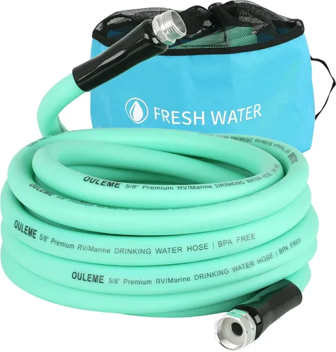 OULEME: Manguera de agua potable premium para caravana de 25 pies con bolsa de almacenamiento, 5/8" para remolque de viaje, caravana y uso marino,