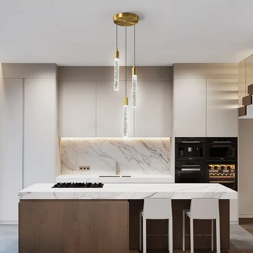 Miniatura 2 de Lámpara colgante moderna para isla de cocina, luz colgante regulable LED, luces colgantes de oro, mini iluminación colgante de cristal para Dorado