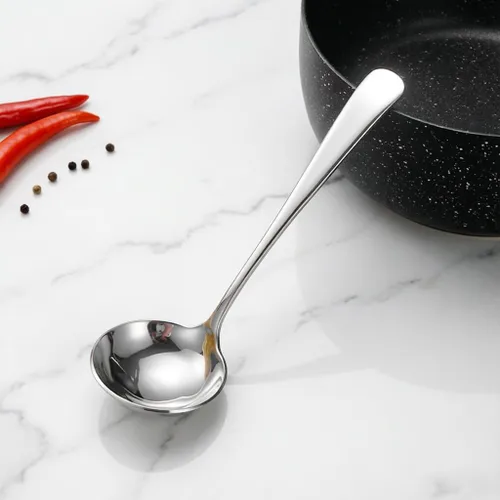 Miniatura 7 de Cucharones de sopa pequeños, cucharones de cuchara de sopa para salsa, 2 unidades SUS 304 de acero inoxidable no magnético de 7.6 pulgadas redondas