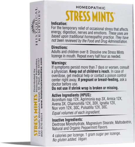 Miniatura 6 de Mentas antiestrés (paquete de 12) Pastillas homeopáticas para ayudar al estrés y la digestión, sabor a menta orgánico, vegano y sin gluten, sin