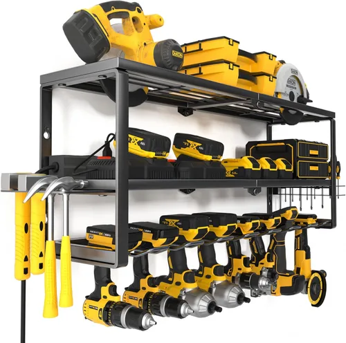 Miniatura 11 de YYR Organizador de Herramientas Eléctricas de Servicio Pesado para Montaje en Pared, Perchero de Almacenamiento para Taladro Inalámbrico, Soporte
