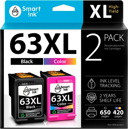 Smart Ink Cartuchos de tinta remanufacturados de repuesto para HP 63 XL HP 63XL negro y color 2 paquetes combinados para Officejet 3830 4650 5255