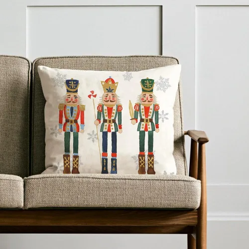 Miniatura 4 de AOFANGGO Funda de almohada de Navidad de 18 x 18 pulgadas, diseño de cascanueces, decoración de vacaciones, funda de cojín para cama, silla, sofá