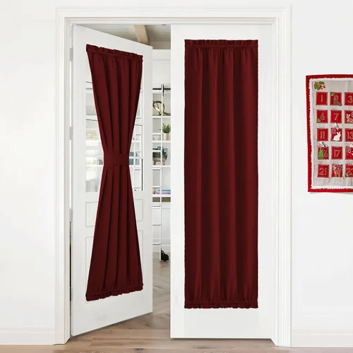 Miniatura 148 de NICETOWN Cortinas opacas unicolor con aislamiento térmico para puerta francesa, granja, oscurecimiento de habitación, puertas y ventanas de Marrón