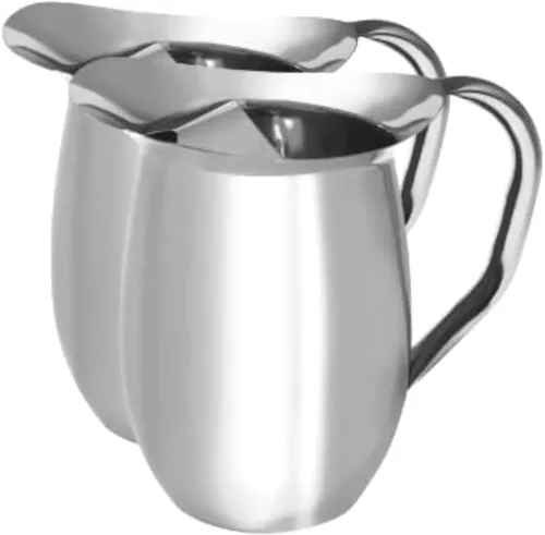 Miniatura 7 de Jarra de agua de acero inoxidable de plata lisa de 64 oz con protector de hielo, jarra de acero inoxidable para restaurantes.
