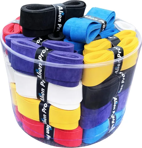 Alien Pros - Cinta de agarre para raqueta de tenis (6, 12 o 60 agarres), agarre de tenis precortado y con sensación seca, cinta de agarre para