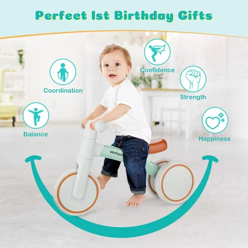 Miniatura 3 de welspo Bicicletas de equilibrio para bebés de 1 año para niños y niñas de 12 a 24 meses, primera bicicleta, andador infantil, sin pedales, 3 ruedas