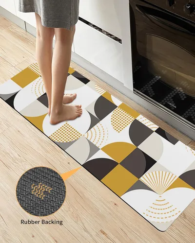 Miniatura 3 de Tapete de baño geométrico para bañera, antideslizante, de secado rápido y absorbente, de tierra de diatomeas, tapete de cocina, tapete abstracto