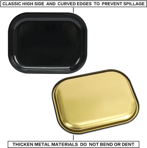 Miniatura 3 de Bandeja de Metal con Tapa Magnética Suave, Bandeja Pequeña de Metal con Cubierta a Prueba de Derrames, Bonita Bandeja Decorativa Negra Lisa