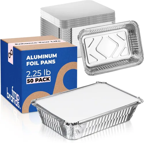 Miniatura 11 de Fit Meal Prep Paquete de 100 sartenes pequeñas de papel de aluminio de 1 libra con tapas, recipientes desechables para alimentos con tapas