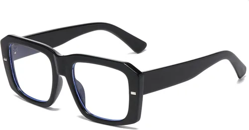 LJCZKA Gafas rectangulares con bloqueo de luz azul para mujeres y hombres, de gran tamaño, marco grueso, anteojos cuadrados para computadora