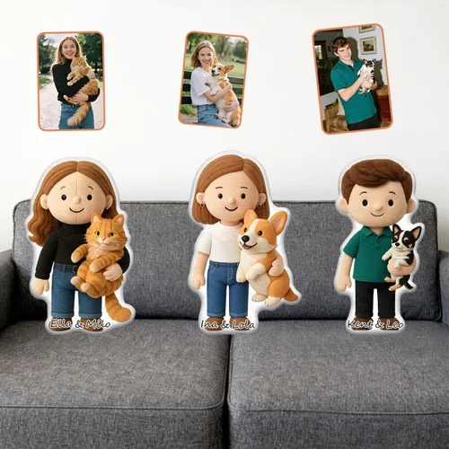 Miniatura 2 de Pofily Almohada personalizada de muñecas de dibujos animados, almohada personalizada que se parece a ti, almohadas Mini Me con cara y nombre para B01