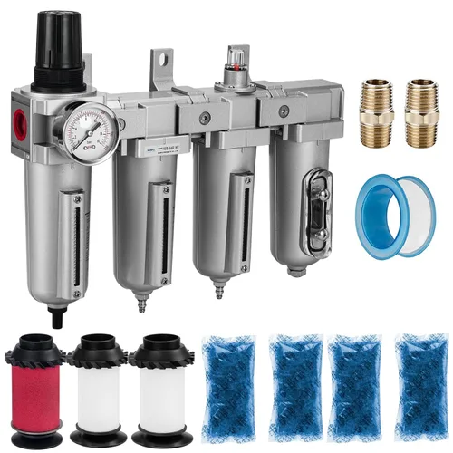 Miniatura 9 de NANPU 1/2" NPT Sistema de secado de aire de grado industrial de 3 etapas - Filtro de partículas, filtro coalescente, secador desecante y regulador