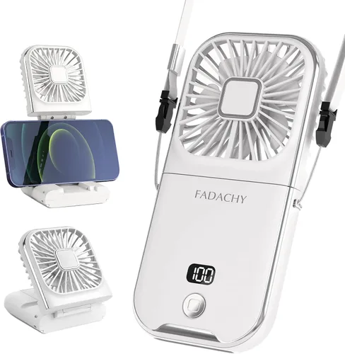 Miniatura 11 de Mini ventilador personal de mano Breeze Quiet Power Neck Fan recargable, al aire libre, senderismo, camping, blanco 2-Blanco