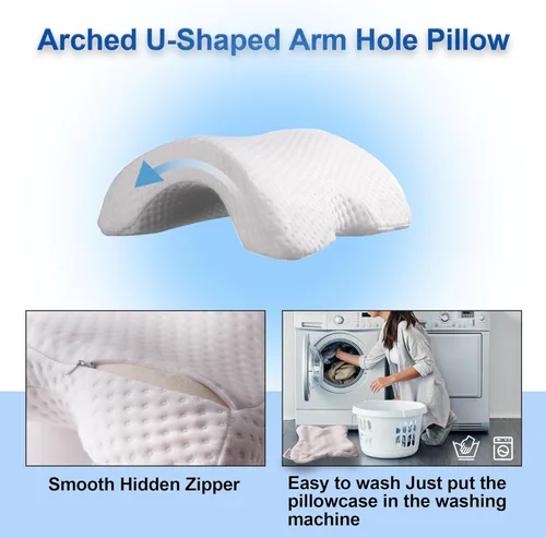 Miniatura 4 de ALEVMOOM Almohada de brazo para dormir para pareja, espuma viscoelástica, para viajes, en forma de arco, almohada en forma de U, que proporciona