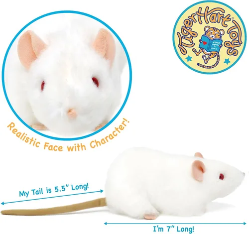 Miniatura 2 de TigerHart Wylie la rata blanca - animal de peluche de 7 pulgadas
