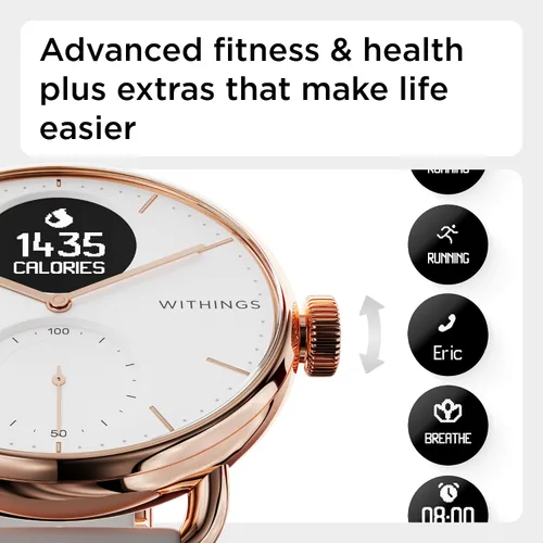Miniatura 2 de Withings ScanWatch - Reloj inteligente híbrido y rastreador de actividad con GPS conectado monitor de frecuencia cardíaca monitor de sueño