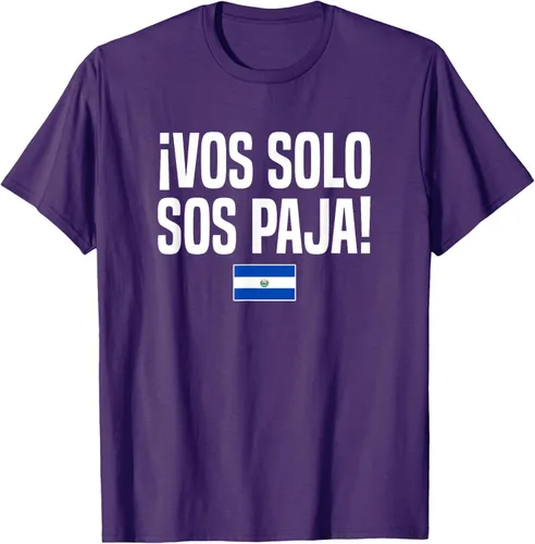 Miniatura 69 de Camiseta Vos Solo Sos Paja Salvadoran Slang Bandera de El Salvador, Negro