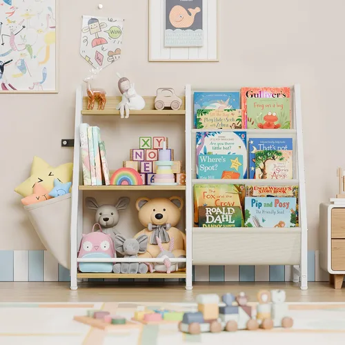 Miniatura 3 de LATIBELL Estantería infantil de 3 niveles y almacenamiento de juguetes, estantería Montessori para bebés, organizador de almacenamiento de juguetes