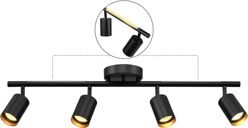 Miniatura 2 de GLOBE Electric 64000166 30" Iluminación de pista de 4 luces con tira de luz nocturna integrada LED de 7 W, negro mate, cabezales de pista